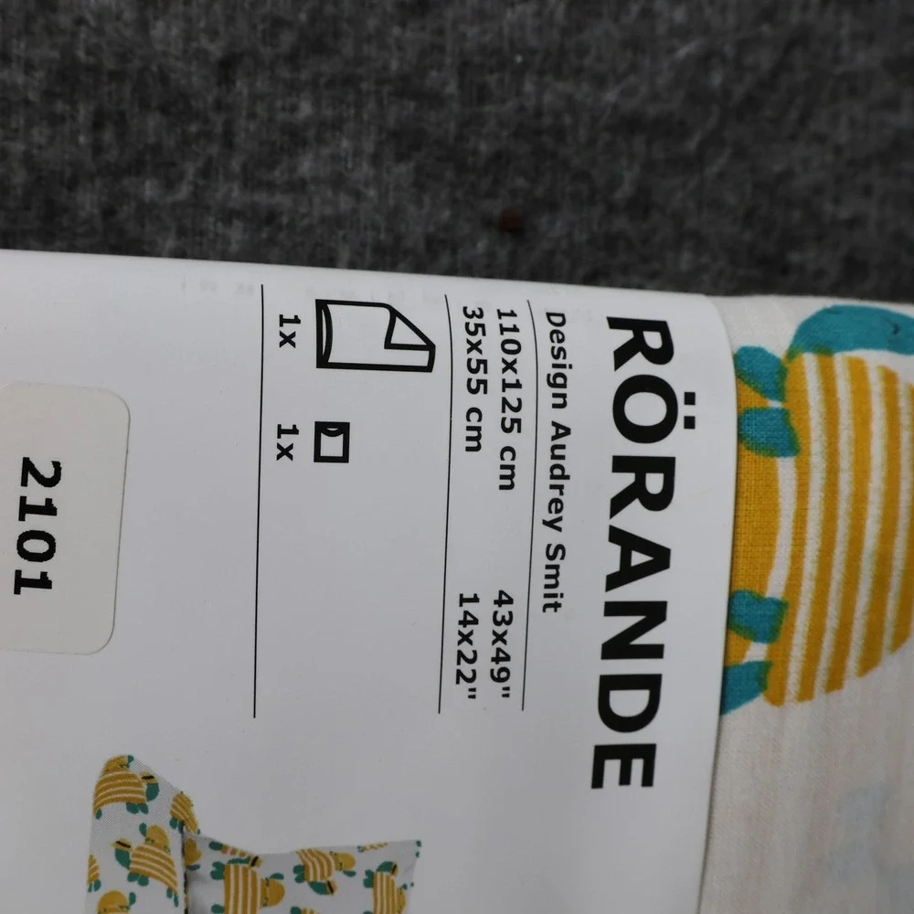 IKEA Rorande Crib Duvet Cover Pillowcase Set Boys White Turtles Cotton Print New